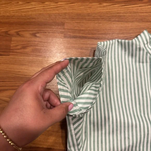 Zero + Maria Cornejo Aissa Long Green Stripe Dress Size 6